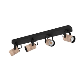 Φωτιστικό Οροφής Σποτ Cayuka 900438 58x10x12cm 4xGU10 3W Black-Natural Eglo