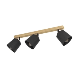 Φωτιστικό Οροφής Σποτ Cottoro 900433 84x14,5x23cm 3xE27 25W Black-Natural Eglo