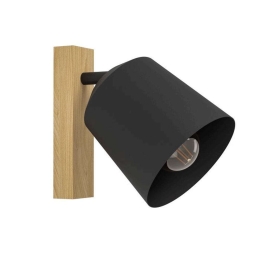Φωτιστικό Τοίχου Cottoro 900434 14,5x23x22cm 1xE27 25W Black-Natural Eglo Ατσάλι,Ξύλο