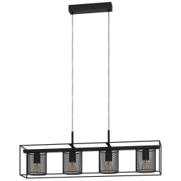 Φωτιστικό Οροφής - Ράγα Catterick 43773 91x16,5x110cm 4xΕ27 40W Black Eglo Ατσάλι