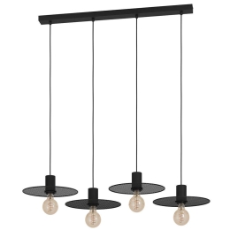 Φωτιστικό Οροφής - Ράγα Ikeston 43732 98x28x110cm 4xΕ27 40W Black Eglo Ατσάλι