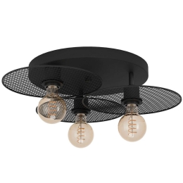 Φωτιστικό Οροφής - Πλαφονιέρα Ikeston 43728 Φ53x13cm 3xE27 40W Black Eglo Ατσάλι