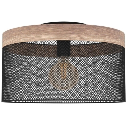 Φωτιστικό Οροφής - Πλαφονιέρα Kilnsdale 43832 Φ38x24cm 1xE27 40W Black-Brown Eglo Ατσάλι,Ξύλο