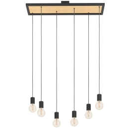 Φωτιστικό Οροφής Consett 43725 78x25x110cm 6xΕ27 40W Black-Brown Eglo Ατσάλι,Ξύλο