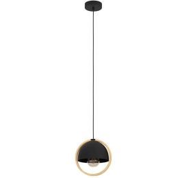 Φωτιστικό Οροφής Callow 43755 Φ23x110cm 1xΕ27 40W Black-Brown Eglo Ατσάλι,Ξύλο