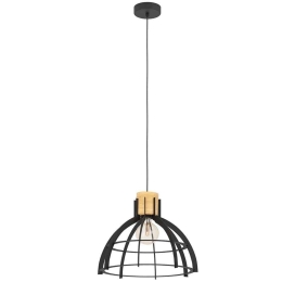 Φωτιστικό Οροφής Stillington 43769 Φ41,5x110cm 1xΕ27 40W Black-Brown Eglo Ατσάλι,Ξύλο