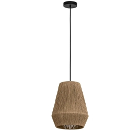 Φωτιστικό Οροφής Alderney 43785 Φ30x110cm 1xΕ27 40W Black-Natural Eglo Ατσάλι,Textilene