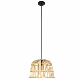 Φωτιστικό Οροφής Glyneath 43873 Φ37,5x110cm 1xΕ27 40W Natural-Black Eglo Ατσάλι,Ξύλο