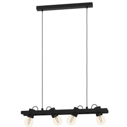 Φωτιστικό Οροφής - Ράγα Plimsoll 43848 77x9,5x110cm 4xΕ27 15W Black Eglo Ατσάλι,Ξύλο