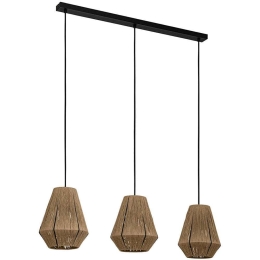 Φωτιστικό Οροφής - Ράγα Alderney 43786 90x20x110cm 3xΕ27 40W Black-Natural Eglo Ατσάλι,Textilene
