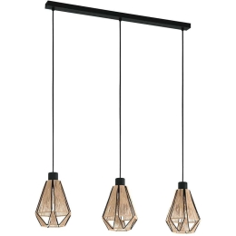 Φωτιστικό Οροφής - Ράγα Alderney 43777 87x14,5x110cm 3xΕ27 40W Black-Natural Eglo Ατσάλι,Ύφασμα