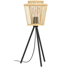Φωτιστικό Επιτραπέζιο Hykeham 43854 Φ21x57cm 1xΕ27 40W Natural-Black Eglo Ατσάλι,Ξύλο