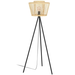 Φωτιστικό Δαπέδου Hykeham 43855 Φ38x129,5cm 1xΕ27 40W Natural-Black Eglo Ατσάλι,Ξύλο