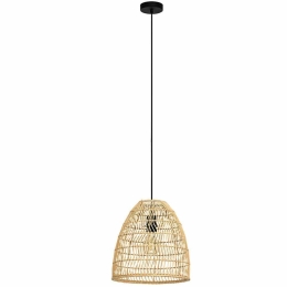 Φωτιστικό Οροφής Ayesgarth 43866 Φ33x110cm 1xΕ27 40W Black-Natural Eglo Ατσάλι,Ξύλο