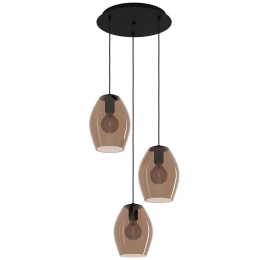 Φωτιστικό Οροφής Estanys 1 390161 Φ45x150cm 3xE27 40W Black-Brown Eglo Ατσάλι,Γυαλί