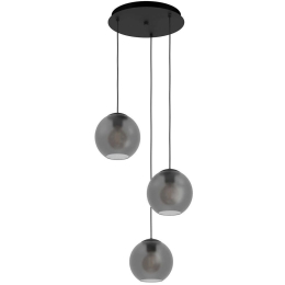 Φωτιστικό Οροφής Arangona 390213 Φ45,5x150cm 3xE27 40W Grey-Black Eglo Ατσάλι,Γυαλί