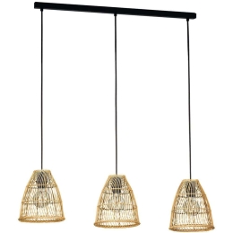 Φωτιστικό Οροφής - Ράγα Ayesgarth 43867 91x21x110cm 3xΕ27 40W Black-Natural Eglo Ατσάλι,Ξύλο