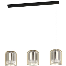 Φωτιστικό Οροφής - Ράγα Caminat 39696 103x17x150cm 3xE27 40W Black-Gold Eglo Ατσάλι,Γυαλί