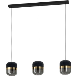 Φωτιστικό Οροφής - Ράγα Sinsiga 39919 100x17x150cm 3xE27 40W Black-Gold Eglo Ατσάλι,Ύφασμα,Γυαλί