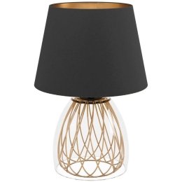 Φωτιστικό Επιτραπέζιο Jazminia 390039 Φ30x45cm 1xE27 40W Black-Brass Eglo Ατσάλι,Ύφασμα