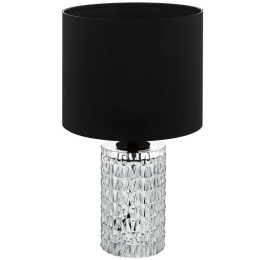 Φωτιστικό Επιτραπέζιο Sapuara 39979 Φ24x42,5cm 1xE27 40W Black-Clear Eglo Ατσάλι,Ύφασμα,Γυαλί