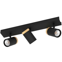 Φωτιστικό Οροφής - Πλαφονιέρα Cartagena 39648 46x6,5cm 3xGu10 4,5W Black-Brown Eglo Ατσάλι,Ξύλο
