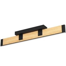 Φωτιστικό Οροφής - Πλαφονιέρα Caminarro 390224 77,5x8x11,5cm Dim Led 3240lm 27W 3000K Black-Brown Eglo Ατσάλι,Ξύλο