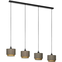Φωτιστικό Οροφής - Ράγα Marchena 390121 146x23x150cm 4xE27 40W Cappuccino-Brown Eglo Ατσάλι,Ύφασμα,Ξύλο