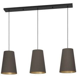 Φωτιστικό Οροφής - Ράγα Petrosa 390196 129x28x150cm 3xE27 40W Cappuccino-Brass Eglo Ατσάλι,Ύφασμα