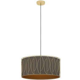 Φωτιστικό Οροφής Corojal 390206 Φ57x150cm 1xE27 40W Cappuccino-Brass Eglo Ατσάλι,Ύφασμα
