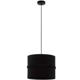 Φωτιστικό Οροφής Paraguaio 390033 Φ36x150cm 1xE27 40W Black Eglo Ατσάλι,Ύφασμα,Γυαλί