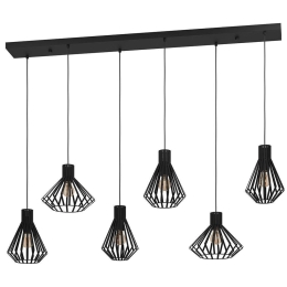 Φωτιστικό Οροφής - Ράγα Basidano 390126 142,5x37x150cm 6xE27 40W Black Eglo Ατσάλι
