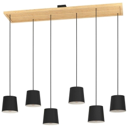 Φωτιστικό Οροφής - Ράγα Camarioca 390131 122x31x150cm 6xE27 40W Black-Brown Eglo Ατσάλι,Ξύλο