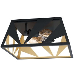 Φωτιστικό Οροφής - Πλαφονιέρα Tabloncito 39903 39,5x39,5x18,5cm 2xE27 40W Black-Gold Eglo Ατσάλι