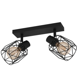 Φωτιστικό Οροφής - Πλαφονιέρα Tossino 390043 32x8x23cm 2xE27 40W Black Eglo Ατσάλι