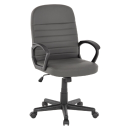 ΚΑΡΕΚΛΑ ΓΡΑΦΕΙΟΥ THEONI HM1189.10 PU ΔΕΡΜΑ ΓΚΡΙ ΧΡΩΜΑ-ΜΑΥΡΑ ΜΠΡΑΤΣΑ 55x65x100Υεκ.