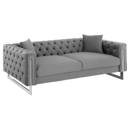 ΚΑΝΑΠΕΣ τ.CHESTERFIELD MOBAR HM3263.01 ΓΚΡΙ ΒΕΛΟΥΔΟ-ΜΕΤΑΛΛΙΚΑ ΠΟΔΙΑ 212x87x68Υεκ