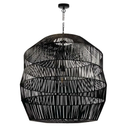 Φωτιστικό Οροφής Rattan 78X78 Black VK/03147/PE/78 VKLed Rattan, Μέταλλο
