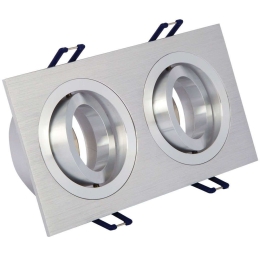 Σποτ Χωνευτό Διπλό VK/03014G/2/AL 17,6x9,3x2,8cm 2xGU10 35W Silver VKLed Ορθογώνιο