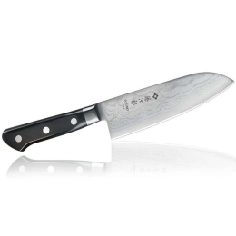 Μαχαίρι Santoku Pro DP Damascus F-659 17cm Από Δαμασκηνό Ατσάλι Silver-Black Tojiro Ανοξείδωτο Ατσάλι