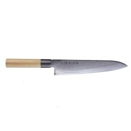 Μαχαίρι Chef Shippu FD-595 24cm Από Δαμασκηνό Ατσάλι Silver-Natural Tojiro Ατσάλι,Ξύλο
