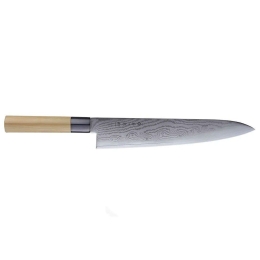 Μαχαίρι Chef Shippu FD-596 27cm Από Δαμασκηνό Ατσάλι Silver-Natural Tojiro Ατσάλι,Ξύλο