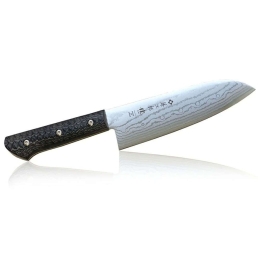 Μαχαίρι Santoku Gai F-1351 17cm Από Δαμασκηνό Ατσάλι Silver-Black Tojiro Ανοξείδωτο Ατσάλι
