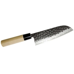 Μαχαίρι Santoku Hammered F-1112 16,5cm Silver-Natural Tojiro Ατσάλι,Ξύλο