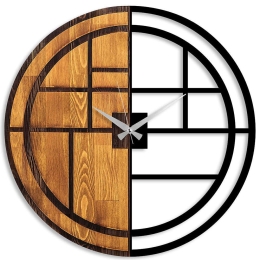 Ρολόι Τοίχου 539TNL1147 56x3x56cm Walnut-Black Wallity Μέταλλο,Ξύλο