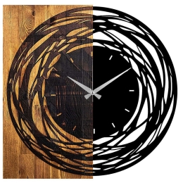 Ρολόι Τοίχου 539TNL1139 58x3x58cm Walnut-Black Wallity Μέταλλο,Ξύλο