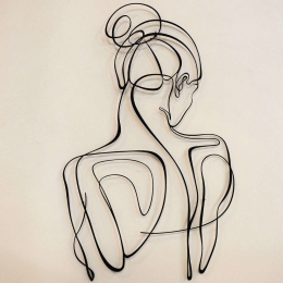 Διακοσμητικό Τοίχου Woman Silhouette 507ATP1142 48x87cm Black Wallity Ατσάλι