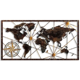 Διακοσμητικό Τοίχου World Map 891TNL2424 120cm Multi Wallity Μέταλλο