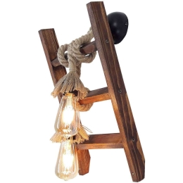 Φωτιστικό Τοίχου - Απλίκα Merdiven 806ALD1481 23x25x44cm 2xE27 40W Natural-Brown Opviq
