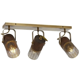Φωτιστικό Οροφής - Πλαφονιέρα 301AUR1234 60x30x30cm 3xE27 60W Walnut-Gold Opviq